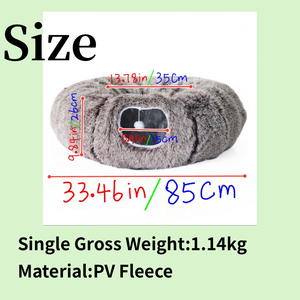 Многофункциональный зимний экологичный модный плюшевый домик-тоннель для кошек 2-в-1: мягкий складной лежак с подушкой для домашних кошек - Product Image 3