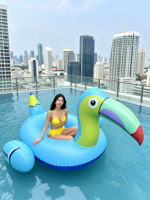 Bouée gonflable personnalisée en PVC en forme de toucan pour adulte, transat aquatique, chaise flottante pour la plage et le lac, jouet pour les vacances et les stations balnéaires