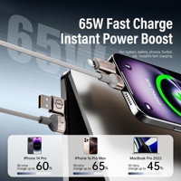 Penjualan Langsung Pabrik Kabel Data Magnetik 4-in-1 Tipe-C 65W (1m) Pengisian Cepat Kompatibel Dengan Apple, iPad, Huawei, Xiaomi
