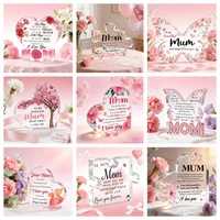 Cadeaux en acrylique personnalisés pour la fête des mères, cadeaux d'anniversaire pour maman, souvenirs en acrylique en forme de cœur, ornements décoratifs de bureau
