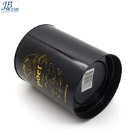 Hot sale promotion round black metal coffee tea tin can with plug lid
