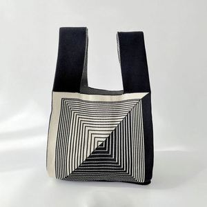 Wholesale Custom <b>Printed</b> Logo Colorful Knitted Handbag Fashion Knitting Wrist Tote Bag - Product Image 4