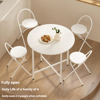 Table à manger pliante portable en chêne, table de cuisine multifonctionnelle, design circulaire peu encombrant, mobilier de restaurant assemblé