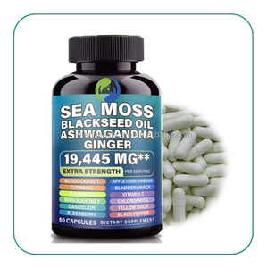 Ausreson OEM Shilajit Huile de graine noire Ashwagandha Bladderwrack Bardane Gingembre Curcuma Complément énergétique Capsules de mousse de mer - Product Image 2