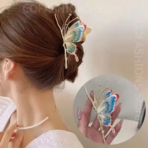 Garra de pelo grande Mujer Flor de pelo gato ojo de girasol captura garra de tiburon Accesorios de horquilla para ninas