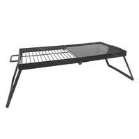 Grille de camping pliable de 24 pouces en acier robuste avec grille en maille, portable et pliable avec pieds et sac de transport