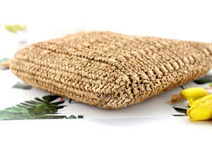 Bolso <span class=keywords><strong>de</strong></span> paja Natural tejida para mujer, bolsa <span class=keywords><strong>de</strong></span> gran capacidad para vacaciones, trenzada, portátil, venta al por mayor, para verano - Product Image 5