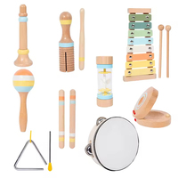 Baby Music Instrument Set Toy Xylophone Tambourine Drum Bell Natural Percussion Music Toy