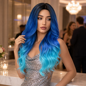Peluca Sintética Premium de Ondas Largas para <span class=keywords><strong>Mujer</strong></span>, con Raya al Medio, para Fiestas, Cosplay, Festivales, <span class=keywords><strong>Carnaval</strong></span>, Disfraces, Venta al por Mayor, Personalizada - Product Image 5