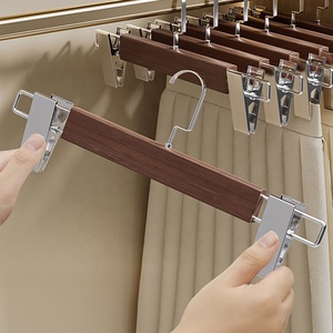 Neue Rutschfeste Holz-Kleiderbügel mit Clips Spritzgegossen für Kleiderschrank & Küche Hosen Jeans Röcke Socken - Product Image 2