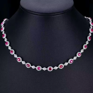 Collier de luxe pour femme en or 18 carats avec pendentif en rubis naturel non chauffé couleur sang de pigeon 7,49 ct, bijoux de mariage - Product Image 1