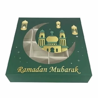 Calendrier de l'Avent Mubarak haut de gamme en forme de carré pour chocolats, bonbons et gâteaux, avec pochettes pour dates, en matériaux recyclables et recyclés