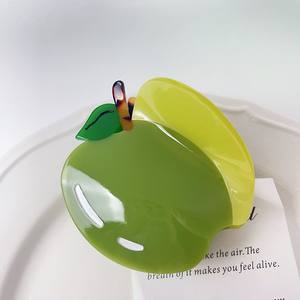 Fermaglio per capelli a forma di mela pesca con fermaglio per capelli rosa dolce Pink Clip per ragazze verdi fresche - Product Image 5