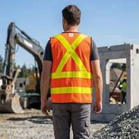 Gilet de sécurité haute visibilité orange fluorescent avec bande réfléchissante en PVC pour travaux de construction, travaux routiers, contrôle du trafic, maille respirante