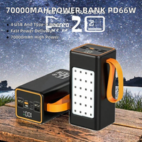 Batterie externe portable 70000mAh avec 4 ports USB et charge rapide PD, batterie Li-polymère pour les voyages en plein air
