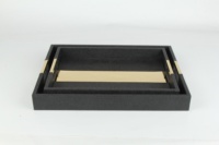 Lot de 2 plateaux décoratifs pour la maison, plats adhésifs noirs en broderie