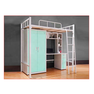 Meubles de dortoir scolaire en stock marchandises Offre Spéciale lits superposés à ossature métallique lits doubles pour enfants avec casier de rangement - Product Image 4