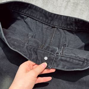 Shorts en jean vintage surdimensionnés de créateur, coton lourd, délavage acide, pantalon court streetwear, shorts baggy avec strass pour homme - Product Image 3