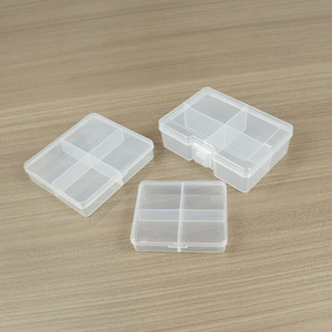 Transparent Plastic 4-Compartment <b>Storage</b> <b>Box</b> For Medicine Jewelry Fishing Tackle Sewing Electronics <b>Small</b> Parts Desktop - Product Image 1