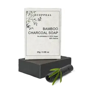 Customized Body Clean Hotel Soap 25g 0.88oz Disposable Hotel Bath Black Natural Vegan Bamboo Charcoal Soap Bar