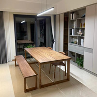 Ensemble table et chaises de salle à manger en bois de frêne massif, style nordique simple, écologique, durable, design scandinave moderne, meubles de salle à manger