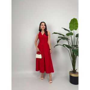 3031 ชุดราตรีทรงเอแขนกุดติดกระดุมด้านหน้าคอวีเอวธรรมชาติผ้าซาตินสวมใส่สบายสีดำ - Product Image 6