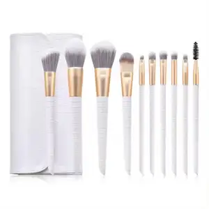 Wholesale Cusrom Personalized Logo 10 Pcs Makeup Brushes Set White Crocodile Vegan Make Up Cosmetic Brushes For Makeup