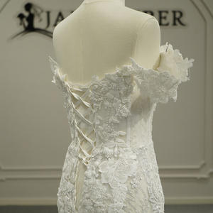 Vestido de Novia Sirena de Lujo Jancember GT26042 Color Marfil <span class=keywords><strong>con</strong></span> Cuentas y Flores 3D - Product Image 6