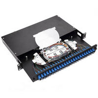 Kotak terminal ODF mini rotary optik FTTH 1U 2U, MPO 4 6 8 port, 12 96 144 core, 48 port LC SC, rak mount, panel patch fiber 24 serat