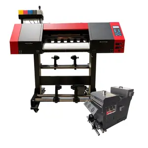 Mais recente atualização impressora dtf i3200 4720 2pcs impressão a1 60cm impressora a jato de tinta plana dtf com máquina automática shaker pó