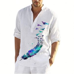 Vente en gros Chemise Henley en coton et lin <span class=keywords><strong>pour</strong></span> hommes Costume <span class=keywords><strong>hippie</strong></span> Tenues de yoga Haut à manches longues ample <span class=keywords><strong>Tenue</strong></span> décontractée Vêtements de plage Chemises - Product Image 2