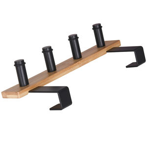 <span class=keywords><strong>Porte</strong></span>-<span class=keywords><strong>manteau</strong></span> en bois pour serviettes, <span class=keywords><strong>étagère</strong></span> <span class=keywords><strong>murale</strong></span> en acier inoxydable, crochet coulissant, 5 crochets - Product Image 5