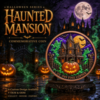 Pièce de monnaie en cuivre fin .999 de 1 oz, commémorative Halloween Maison Hantée, Jack O'Lantern, Fantôme, Gargoyle, Souvenir, Cadeau de Défi