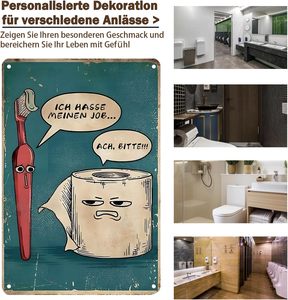 Plaque en métal rétro 20 x 30 cm avec slogan amusant « J'ai horreur de <span class=keywords><strong>mon</strong></span> travail... Ugh, viens », décoration murale et cadeau pour salle de bain et toilettes - Product Image 5