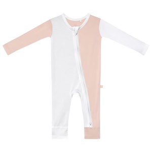 Combinaison en bambou certifié bio rose personnalisable, pyjama à fermeture éclair pour bébé, nourrisson, tout-petit, vêtements de nuit convertibles - Product Image 1
