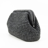 Pochette en paille raphia noir pochette été soirée plage sac à main bandoulière sac à main pour mariages et cadeaux