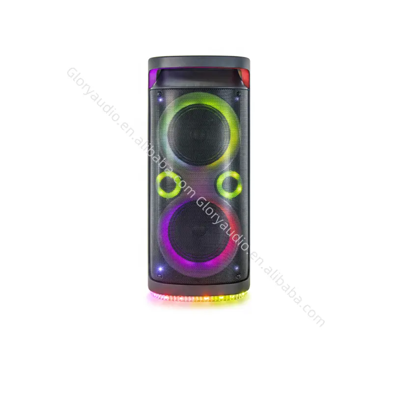 Çift 8 inç taşınabilir ev sinema sistemi RGB LED aydınlatma kablosuz iletişim AUX 1000W güç Karaoke Woofer hoparlörler partiler