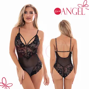 KISS ME ANGEL Bodysuit Teddy Tembus Pandang, Pakaian Dalam Wanita Ukuran Super Plus Tembus Pandang