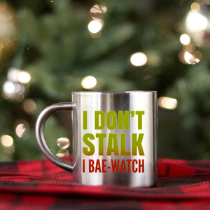 I Dont Stalk I Bae Watch <b>Gold</b> & Silver <b>Mug</b> - Product Image 1
