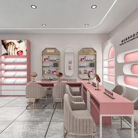 Meuble de présentation sur mesure pour cosmétiques et maquillage, armoire haute en bois pour salon de manucure, présentoir pour vernis à ongles