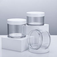 Pot de crème cosmétique à paroi épaisse en plastique transparent de luxe de 30ml 50ml 100ml 200g 250g 8oz avec couvercle blanc noir