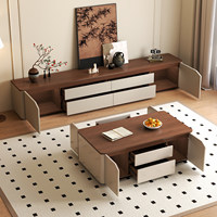 Meuble TV pour petit appartement, style luxe léger, combinaison table basse et meuble TV sur pied pour salon