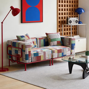 Canapé moderne Longstar, ensemble de canapés en tissu patchwork vibrant, style bohème tendance avec ottoman pour salon - Product Image 2