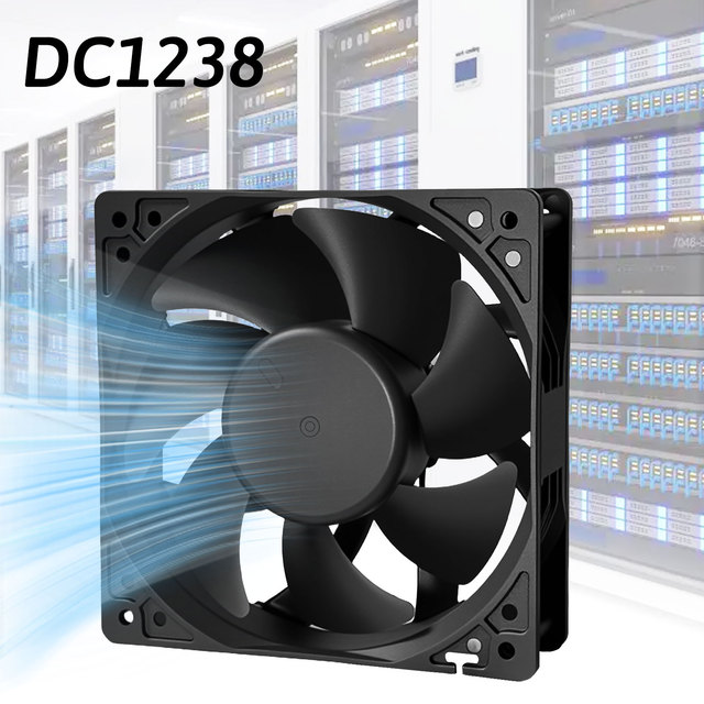 PowerYear Model 1238 DC Axial Cooling Fan 120x120x38mm 12V High Static Pressure for Server Rack Network Cabinet Cooling System