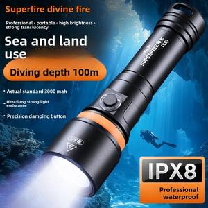 Nouvelle lampe de plongée professionnelle Shenhuo modèle DL01 - LED haute luminosité, étanche IP68, portée de faisceau 200-500m, en aluminium - Product Image 5