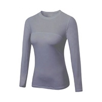 T-shirt à manches longues pour femmes, couche supérieure, avec Compression élastique, entraînement, Fitness, Yoga, course, séchage rapide