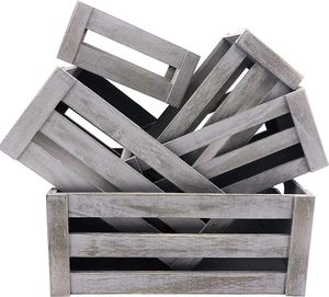 Wood Nesting Storage <b>Crates</b> with Handle Decorative Wooden <b>Crates</b> Rustic Wooden <b>Crate</b> <b>Box</b> - Product Image 2