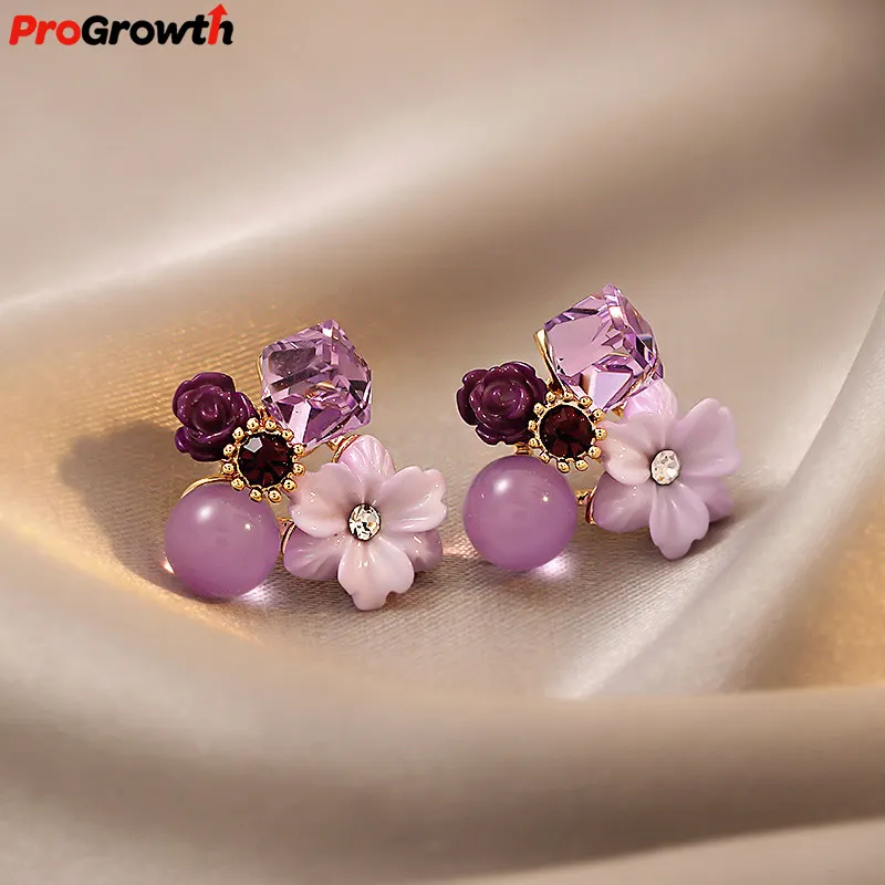 Pendientes de flores de cristal estilo antiguo chino diseño Vintage joyería de moda pendiente de tuerca elegancia de niña joyería de diamantes de imitación