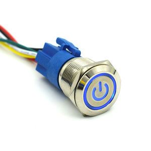 สวิตช์กดโลหะแบบมีสายสีดำขนาด 12 16 19 22 มม. พร้อมไฟ LED ล็อคตัวเองได้ - Product Image 2