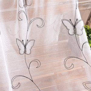 Tulle brodé de style nordique <span class=keywords><strong>blanc</strong></span> avec motif papillon, pour fenêtre de salon, voile pur de 54 pouces, fenêtre plate, bureau d'hôtel, vente en gros - Product Image 4